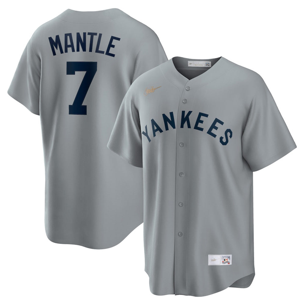 Men's New York Yankees Mickey Mantle Road Cooperstown Collection Player Jersey - Gray
